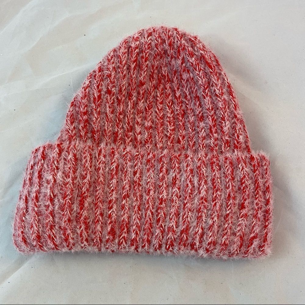Treasure & Bond Hat Red Combo Cuffed Beanie Knit Casual Unisex Cozy Trendy Cute
